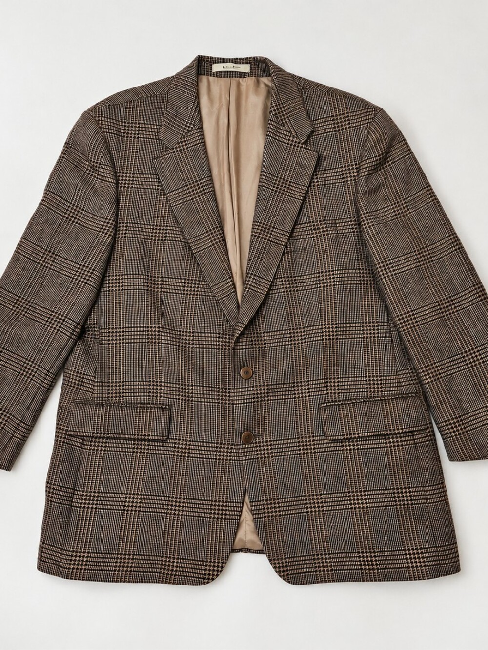 RALPH Lauren Men's 48T Glen Plaid Wool Sport Coat Blazer Brown Made in Canada